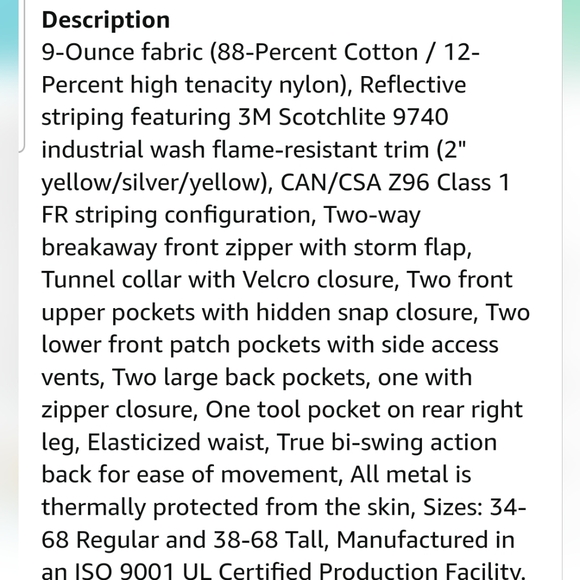 Walls Flame Resistant Coveralls O/S - Picture 9 of 9